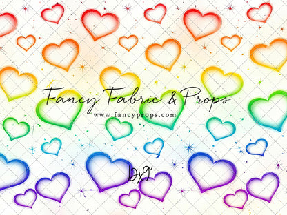 Rainbow Puffy Hearts - With Sweep Option