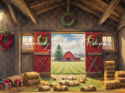 Red Barn Yuletide - Straw Floor - with Sweep Option