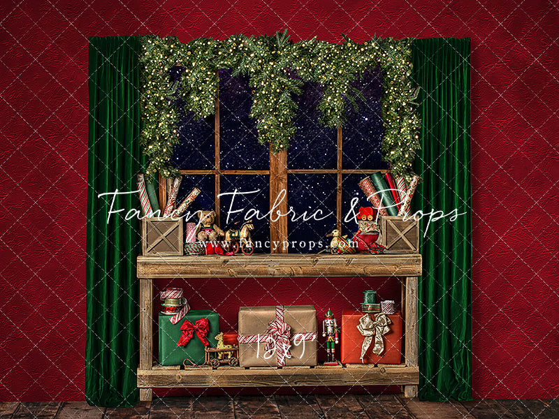 Red Wrapping Room Window