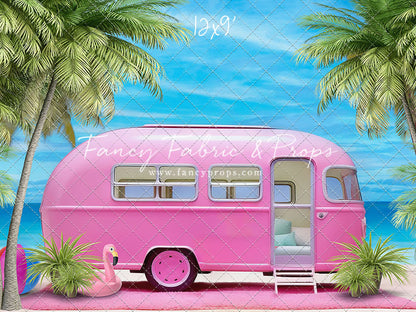 Road Trip Chic - Pink Camper - With Sweep Option