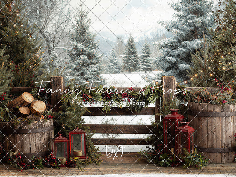 Rustic Wintertime Fence - with Sweep Option