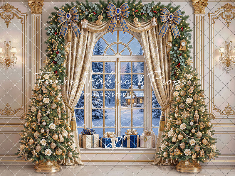 Sapphire & Gold Holiday Window - with Sweep Option