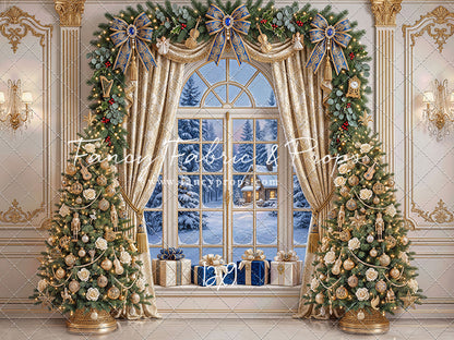 Sapphire & Gold Holiday Window - with Sweep Option