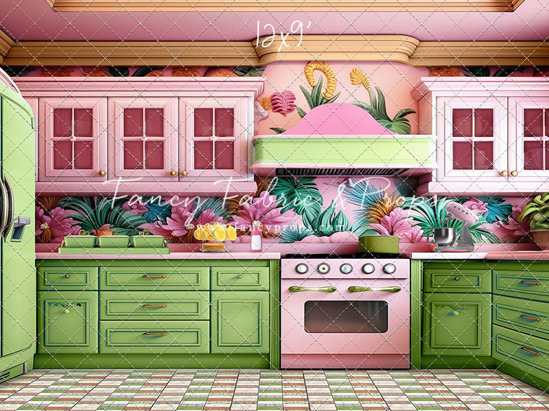 Tropical Kitchen - Lime & Pink - With Sweep Option