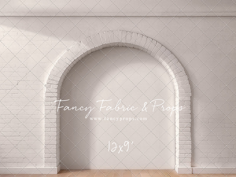 White Brick Alcove - Wood Floor - With Sweep Option