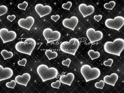White Puffy Hearts - With Sweep Option