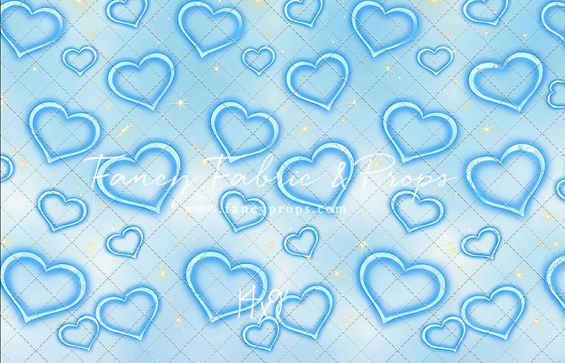 Blue Puffy Hearts - With Sweep Option