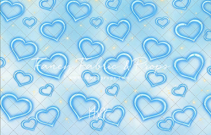 Blue Puffy Hearts - With Sweep Option
