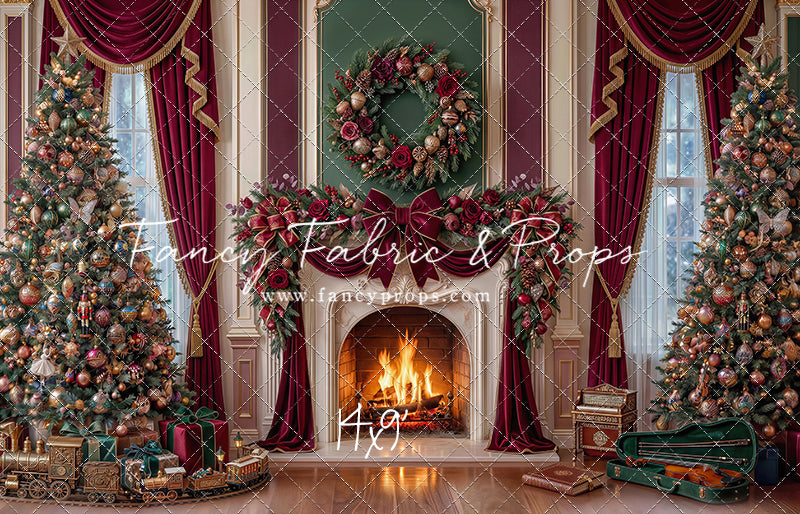 Burgundy Christmas Manor - with Sweep Option