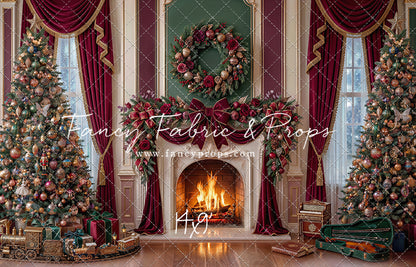 Burgundy Christmas Manor - with Sweep Option