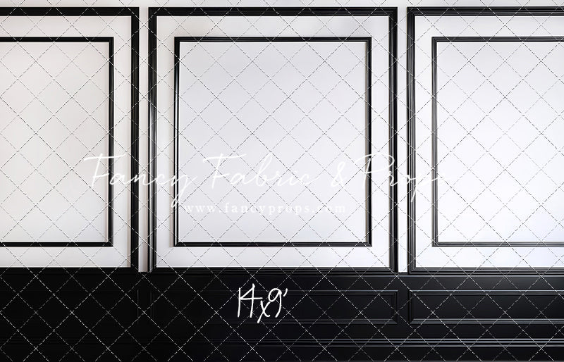 Classy Black & White Wainscoting - Black Floor - With Sweep Option