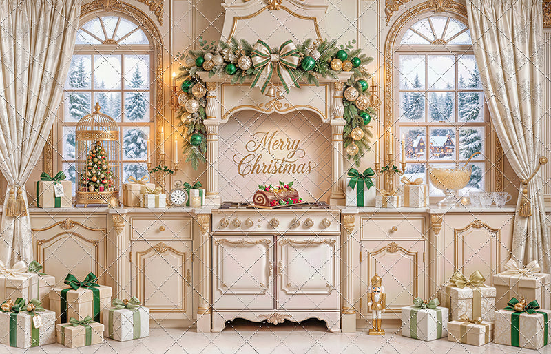 Gilded Christmas Kitchen - With Sweep Option