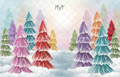 Magical Winter Rainbow Trees Pathway