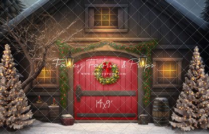 Merry Christmas Barn - Red Door - with Sweep Option