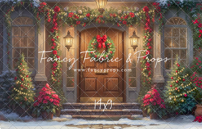 Merry Holiday Entry - Brown Door - With Sweep Option