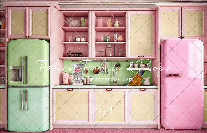 Midge's Kitchenette - Pink Floor Option - With Green Fridge Sweep Option