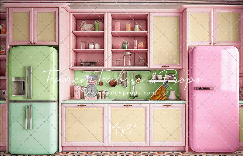 Midge's Kitchenette - Tile Floor Option - With Pink Fridge Sweep Option