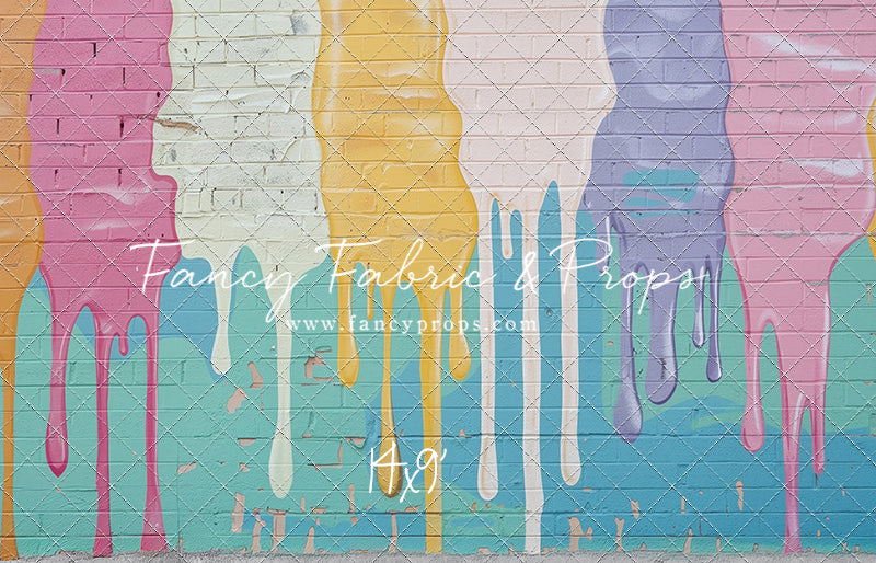 Pastel Paint Drip Wall - Concrete Floor Option - With Sweep Option