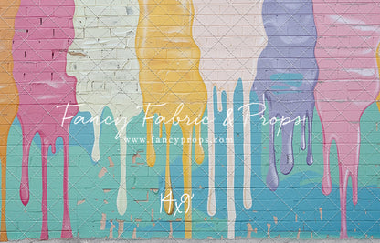 Pastel Paint Drip Wall - Concrete Floor Option - With Sweep Option