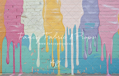 Pastel Paint Drip Wall - Painted Floor Option - With Sweep Option
