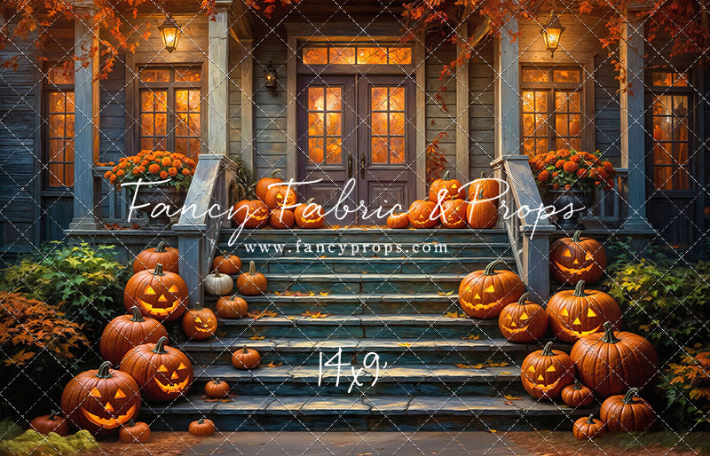 Pumpkin-Lit Porch  - With Sweep Option