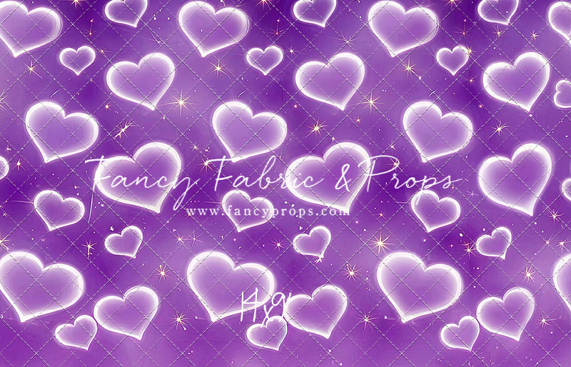 Purple Puffy Hearts - With Sweep Option