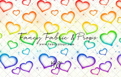 Rainbow Puffy Hearts - With Sweep Option