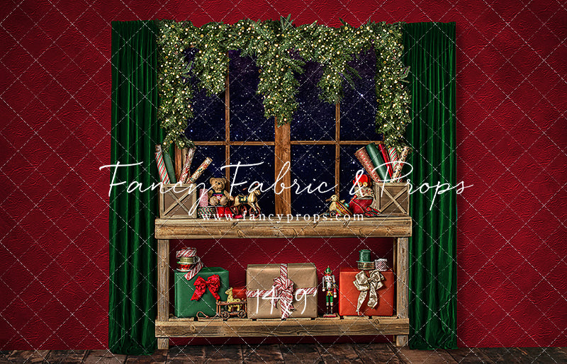 Red Wrapping Room Window