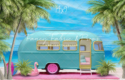 Road Trip Chic - Blue Camper - With Sweep Option