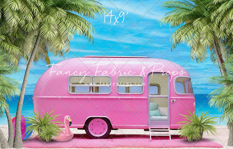 Road Trip Chic - Pink Camper - With Sweep Option