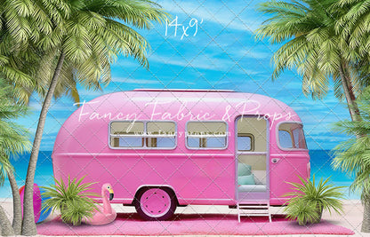 Road Trip Chic - Pink Camper - With Sweep Option