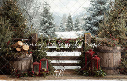 Rustic Wintertime Fence - with Sweep Option