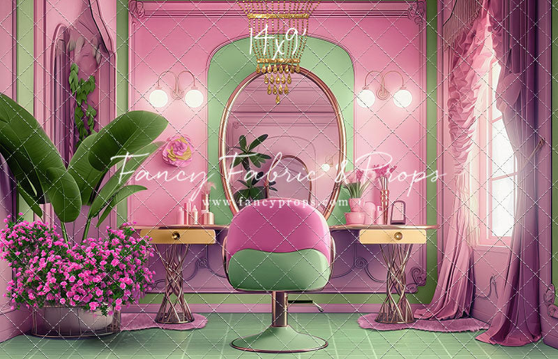 Stacie's Salon - Green - With Sweep Option