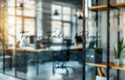 Sunset Office View - Horizontal Headshot Photography Backdrop