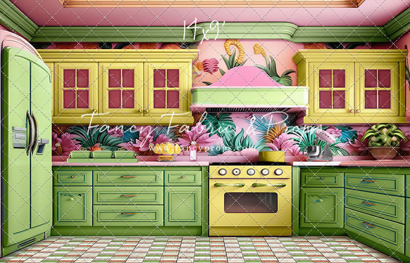 Tropical Kitchen - Lime & Yellow - With Sweep Option