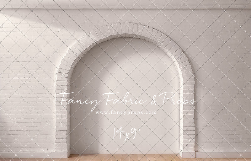 White Brick Alcove - Wood Floor - With Sweep Option