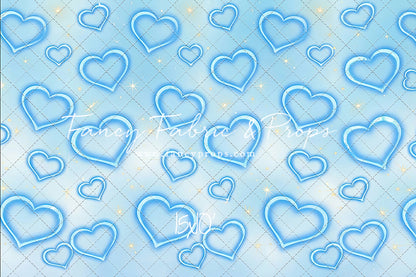 Blue Puffy Hearts - With Sweep Option