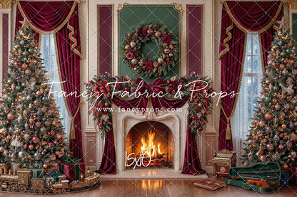 Burgundy Christmas Manor - with Sweep Option