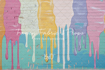 Pastel Paint Drip Wall - Concrete Floor Option - With Sweep Option