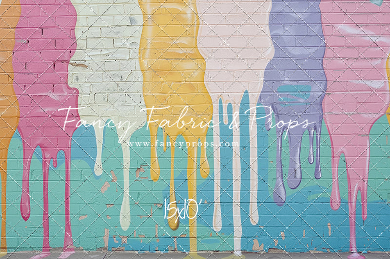 Pastel Paint Drip Wall - Painted Floor Option - With Sweep Option