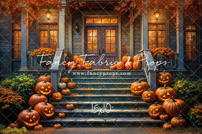 Pumpkin-Lit Porch  - With Sweep Option