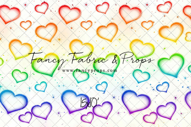 Rainbow Puffy Hearts - With Sweep Option