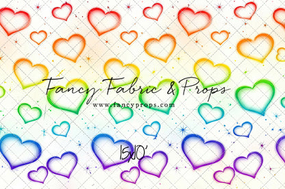 Rainbow Puffy Hearts - With Sweep Option