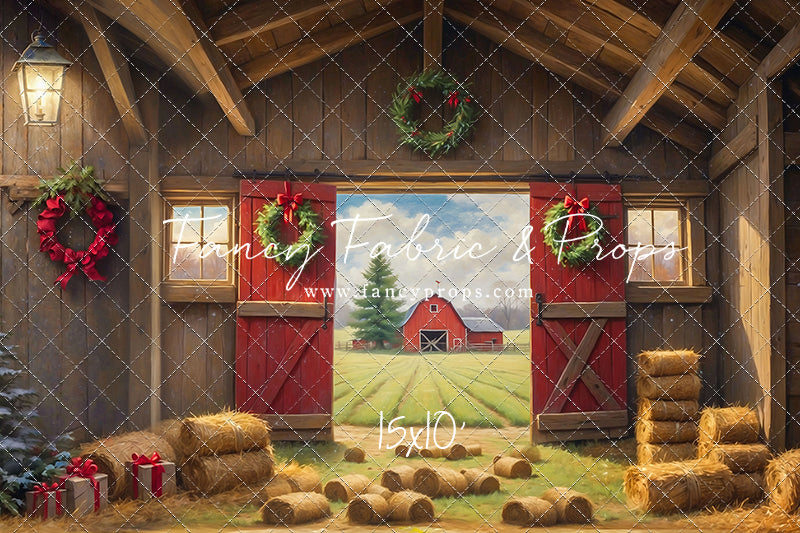 Red Barn Yuletide - Straw Floor - with Sweep Option
