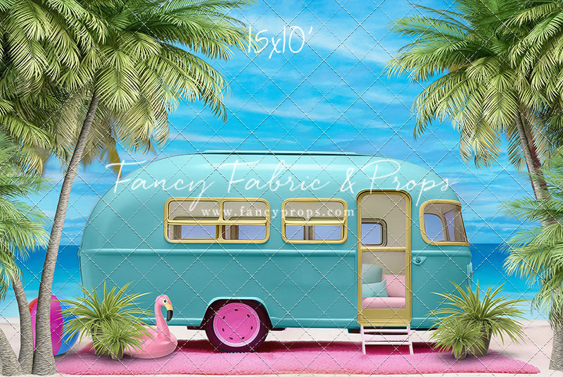 Road Trip Chic - Blue Camper - With Sweep Option