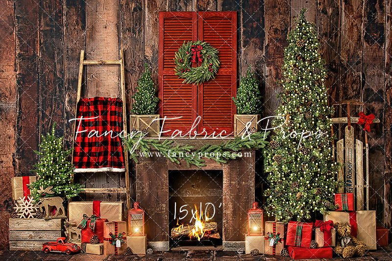 Rustic Plaid Fireplace