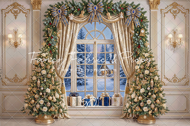Sapphire & Gold Holiday Window - with Sweep Option