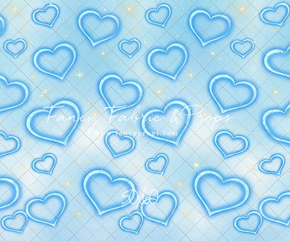 Blue Puffy Hearts - With Sweep Option