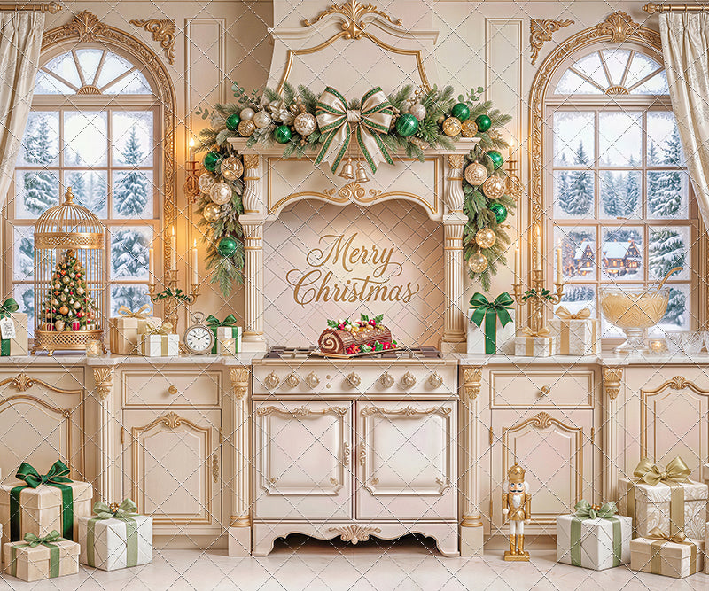 Gilded Christmas Kitchen - With Sweep Option