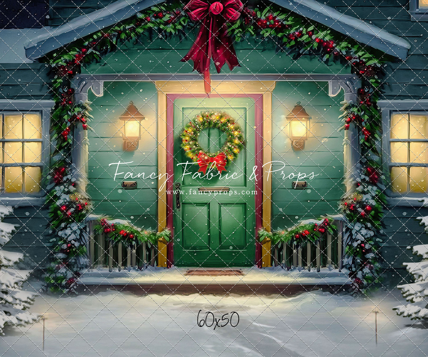 Magical Holiday Porch - Green Door - with Sweep Option